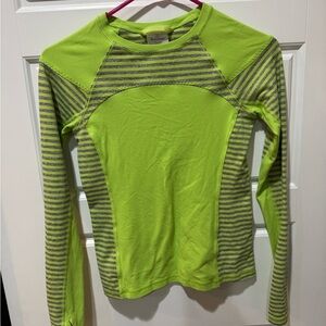 Ivivva Lime and Gray Striped Long Sleeve Tee